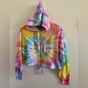 Tie Dye Cropped Hoodie L